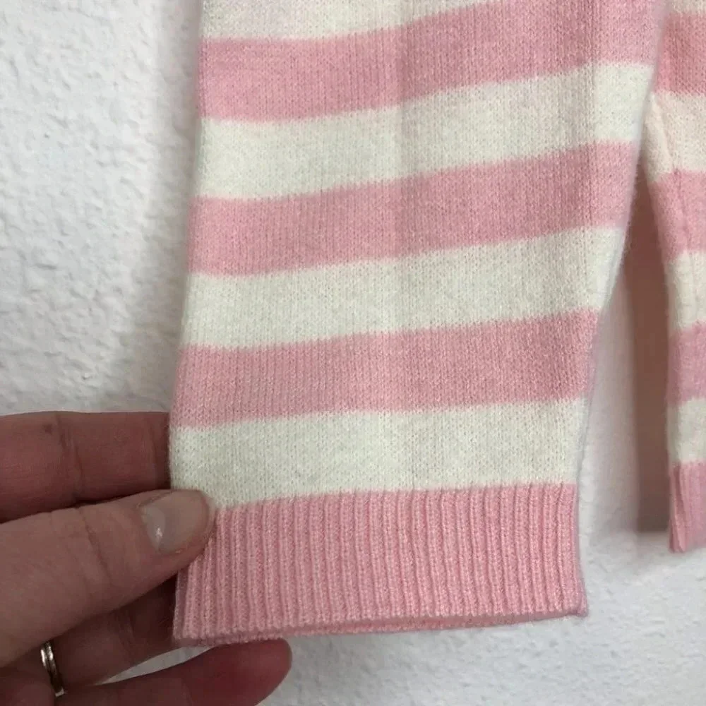 Nordstrom Baby jacket & pants set sweater knit angora pink stripe‎ size 6 months